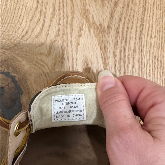 Sperrt Topsiders Tan leather boat shoes w leopard/animal print Sz 7.5 - Picture 7 of 9